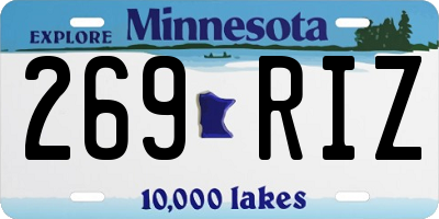 MN license plate 269RIZ