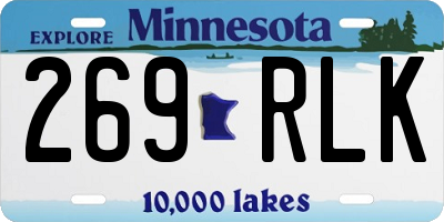 MN license plate 269RLK