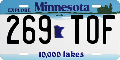 MN license plate 269TOF