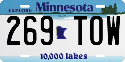 MN license plate 269TOW