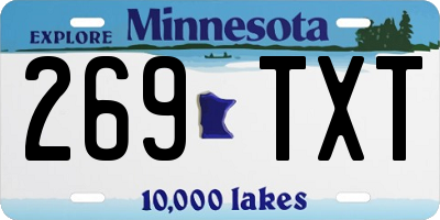 MN license plate 269TXT
