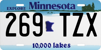 MN license plate 269TZX