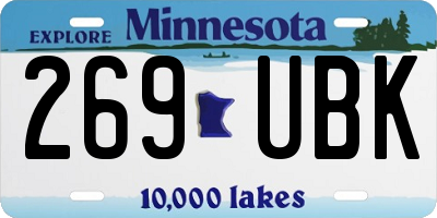 MN license plate 269UBK