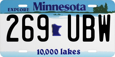 MN license plate 269UBW