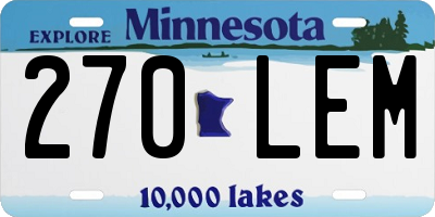 MN license plate 270LEM