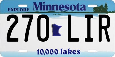 MN license plate 270LIR