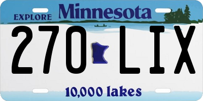 MN license plate 270LIX