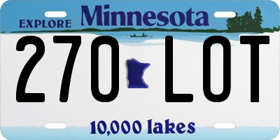 MN license plate 270LOT