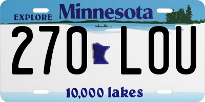 MN license plate 270LOU