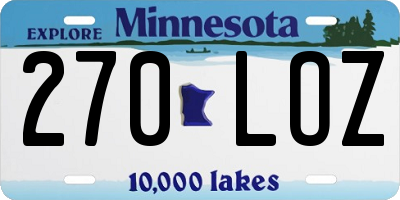 MN license plate 270LOZ