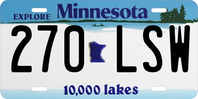 MN license plate 270LSW