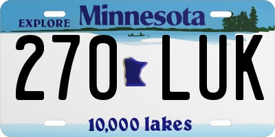 MN license plate 270LUK