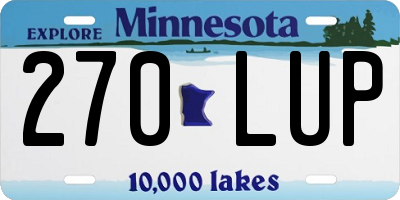 MN license plate 270LUP