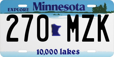 MN license plate 270MZK