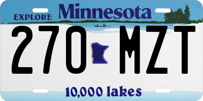 MN license plate 270MZT