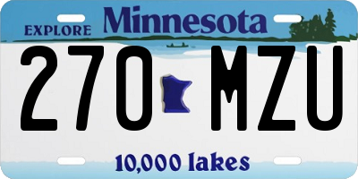 MN license plate 270MZU