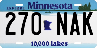 MN license plate 270NAK