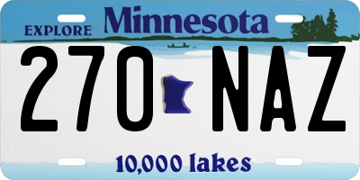 MN license plate 270NAZ