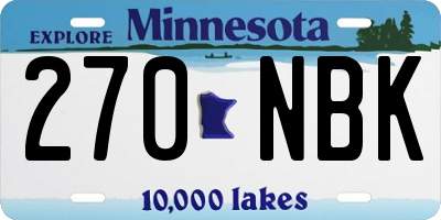 MN license plate 270NBK
