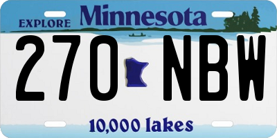 MN license plate 270NBW