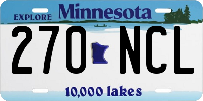 MN license plate 270NCL