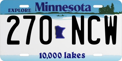 MN license plate 270NCW
