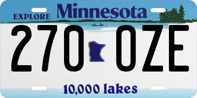 MN license plate 270OZE