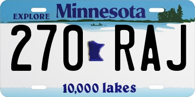 MN license plate 270RAJ