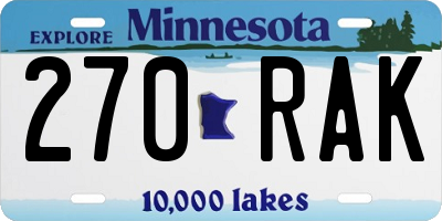 MN license plate 270RAK