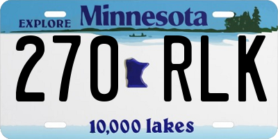 MN license plate 270RLK