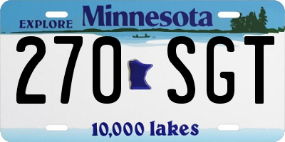MN license plate 270SGT