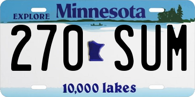 MN license plate 270SUM