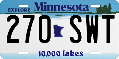 MN license plate 270SWT