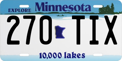 MN license plate 270TIX