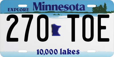 MN license plate 270TOE