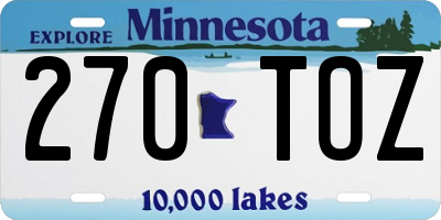 MN license plate 270TOZ