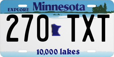 MN license plate 270TXT