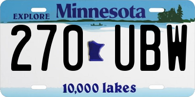 MN license plate 270UBW