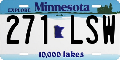 MN license plate 271LSW