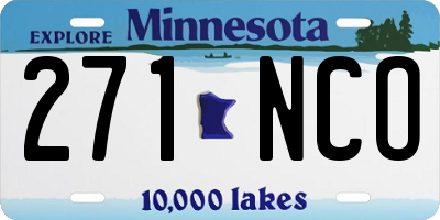 MN license plate 271NCO