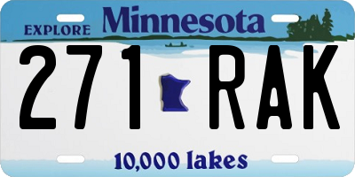 MN license plate 271RAK