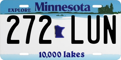 MN license plate 272LUN