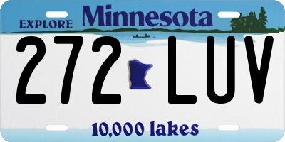 MN license plate 272LUV