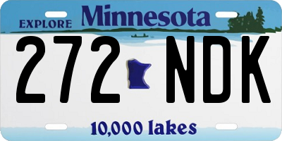 MN license plate 272NDK