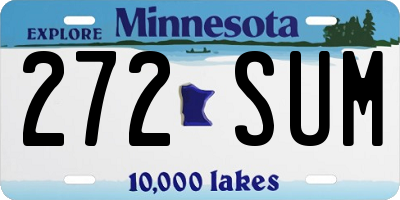 MN license plate 272SUM