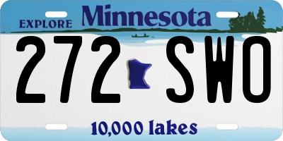 MN license plate 272SWO