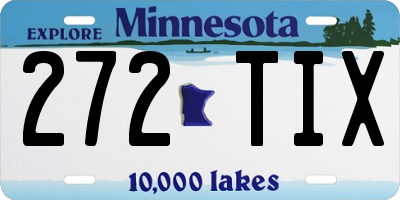 MN license plate 272TIX