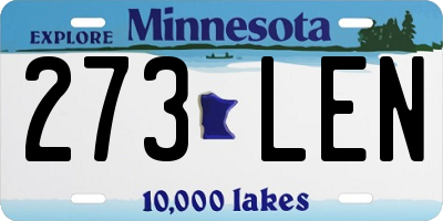 MN license plate 273LEN
