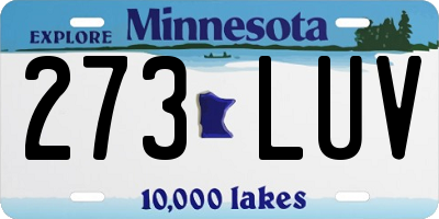 MN license plate 273LUV
