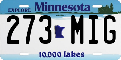 MN license plate 273MIG